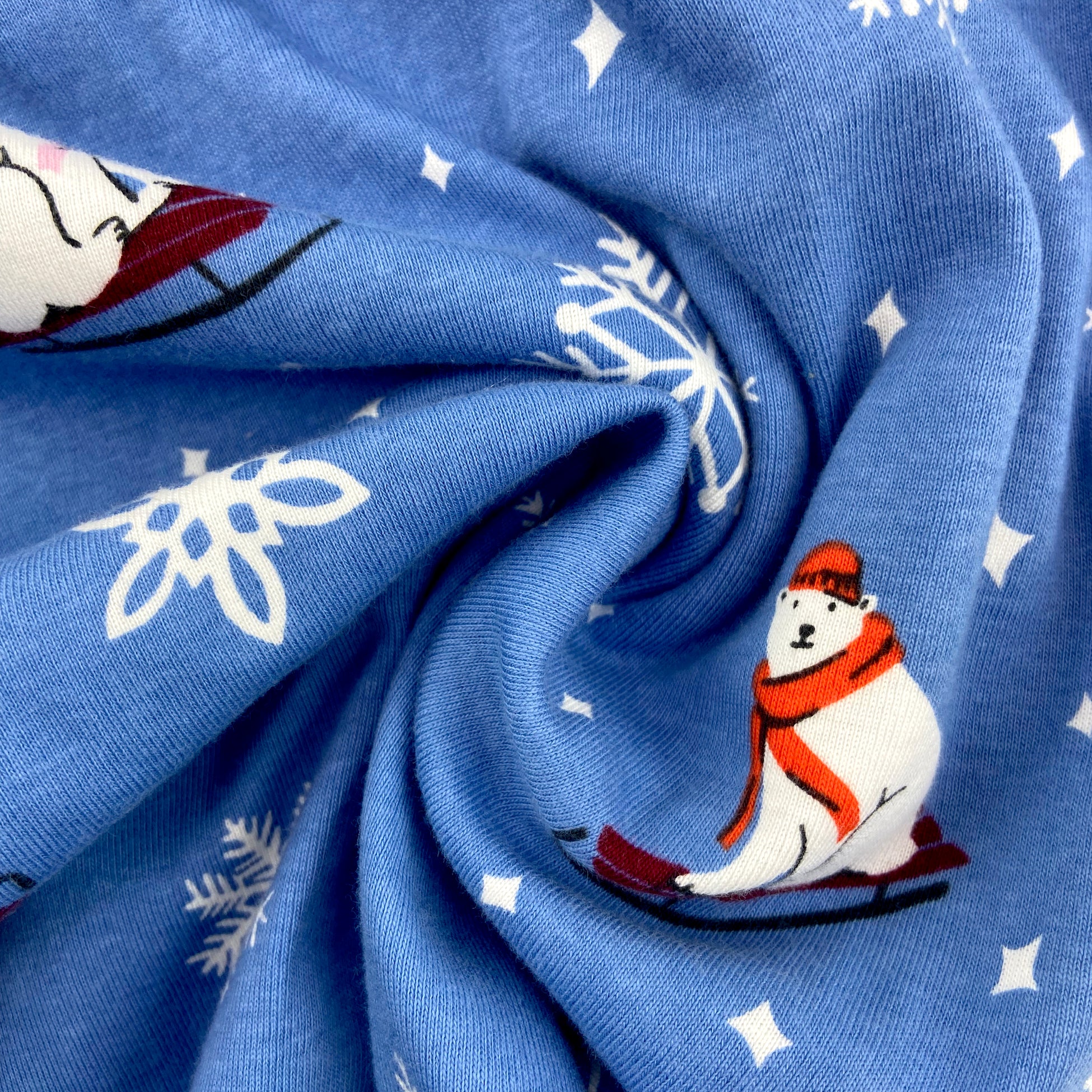 Men's Polar Bears on Snow Sleds Patterned Cotton Knit Pajama PJ Pants