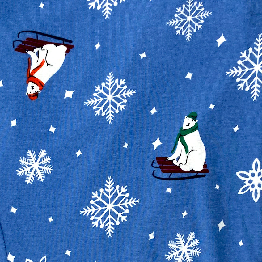 Men's Polar Bears on Snow Sleds Patterned Cotton Knit Pajama PJ Pants