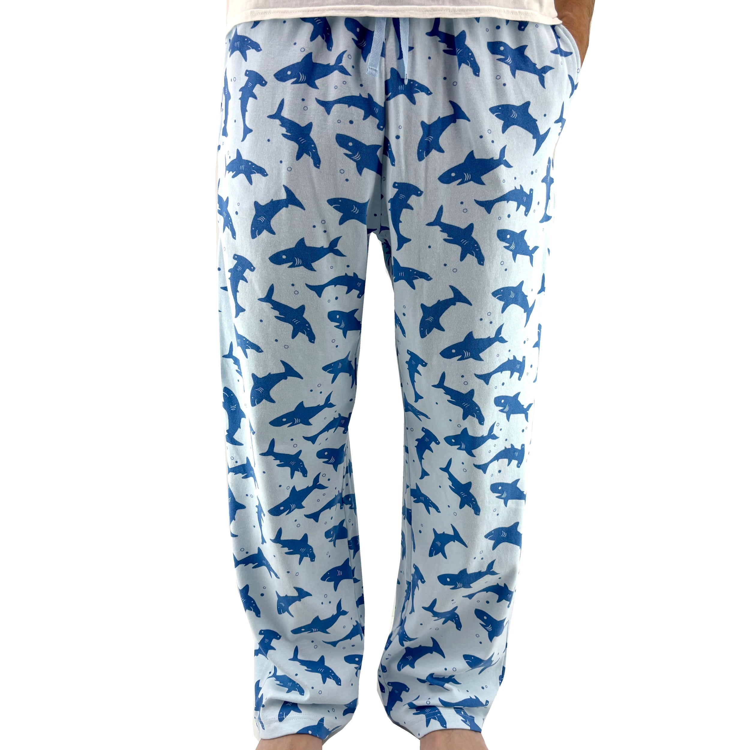 Men's Classic Great White Hammerhead Shark Print Long Pajama Bottoms