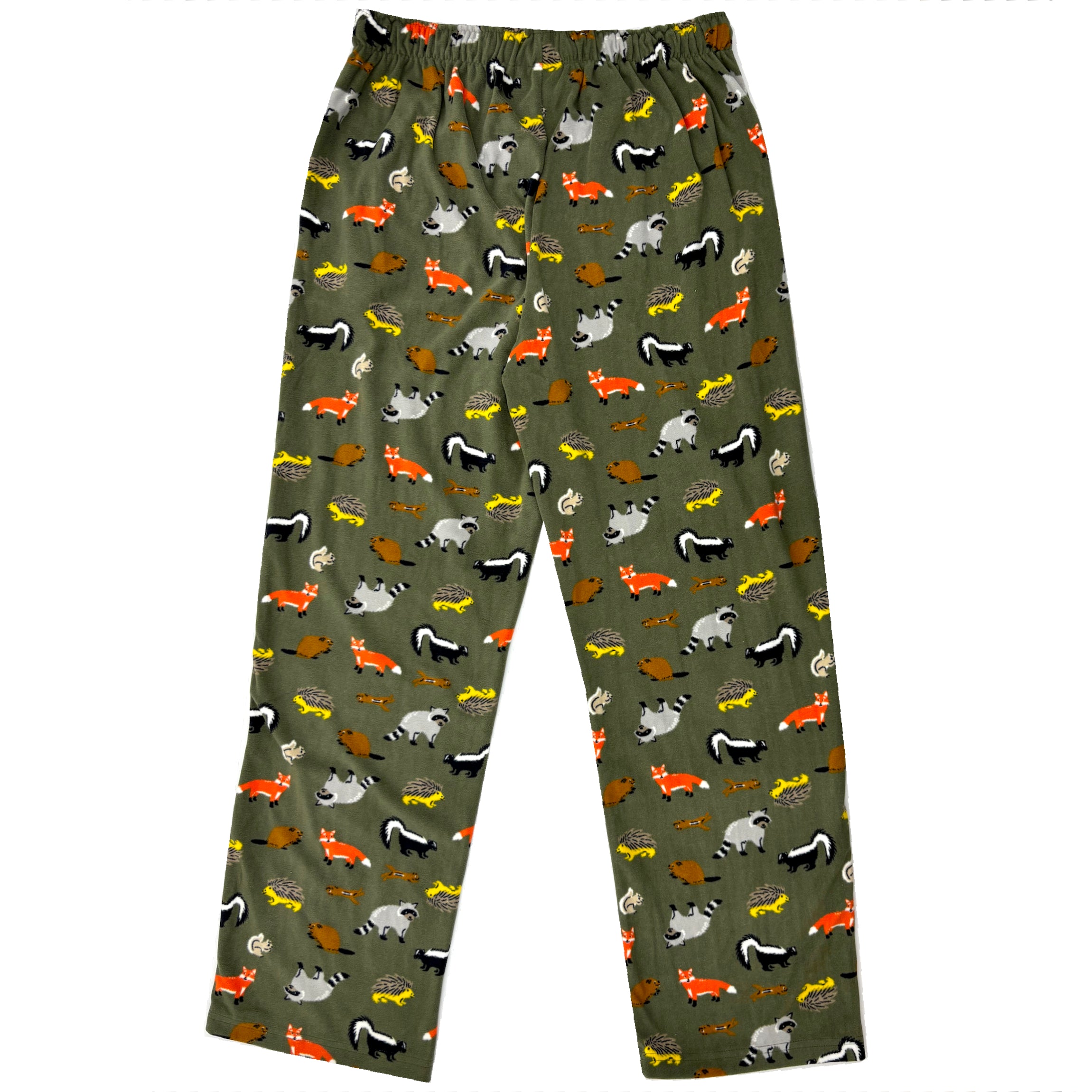 Woodland Creatures Fox Raccoon Beaver Skunk All Over Print PJ Pants