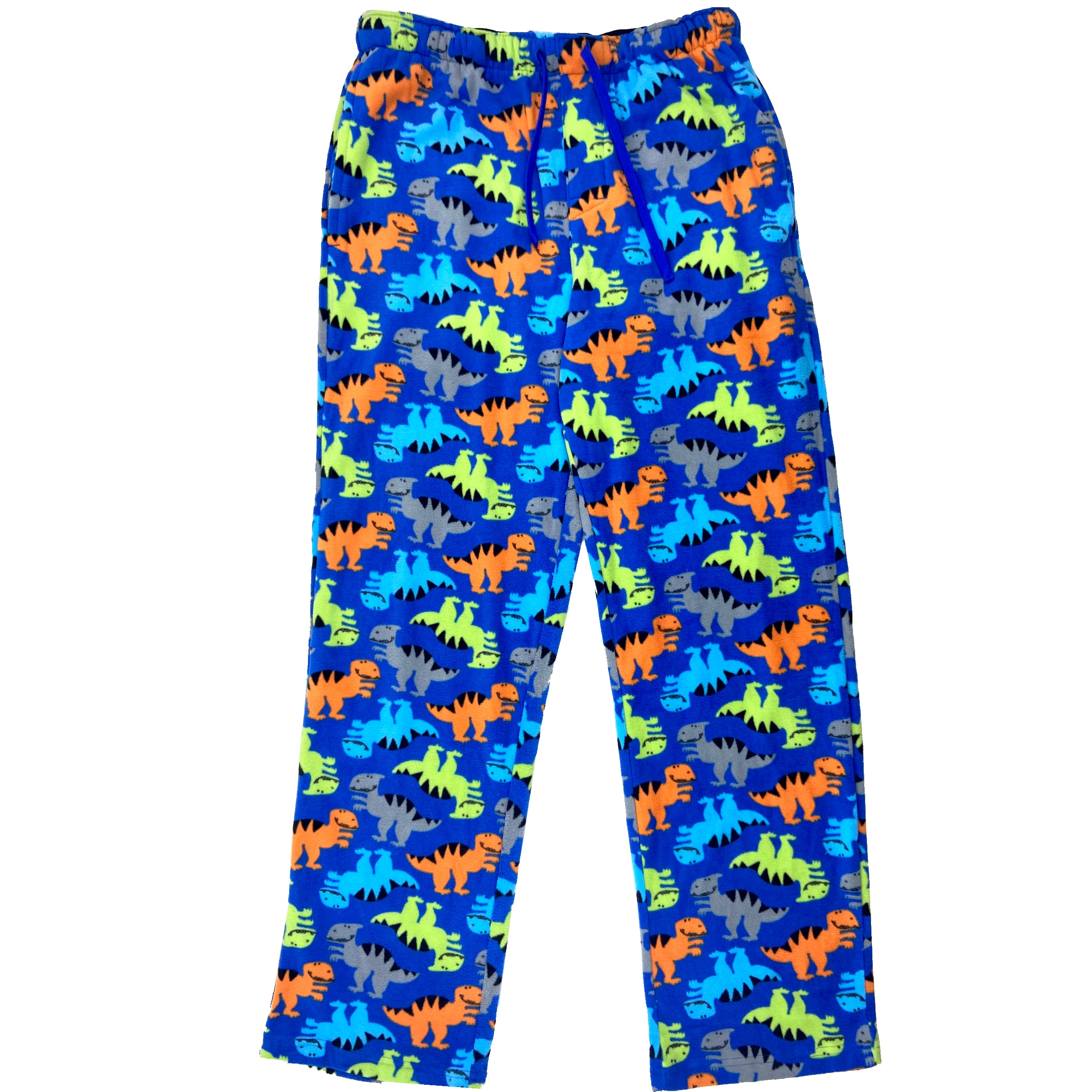 Men's Fun Colorful Velociraptor Dinosaur Patterned Fleece Pajama Pants