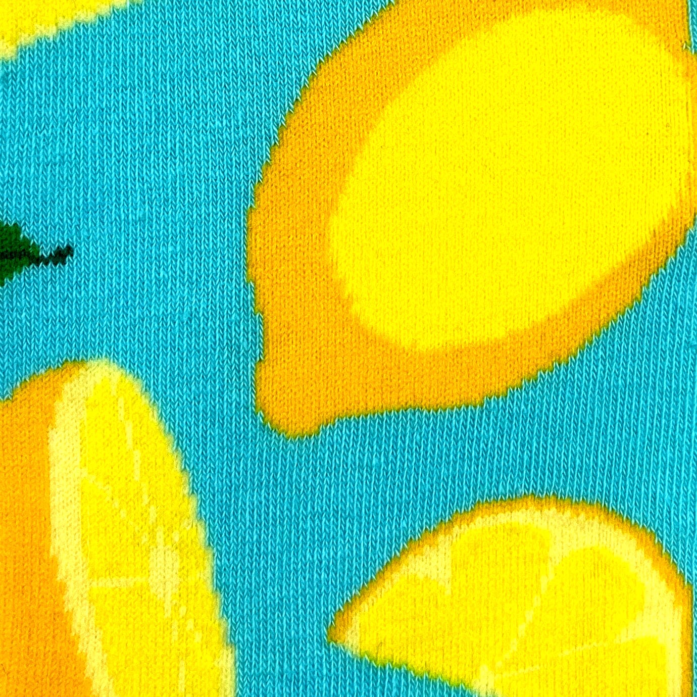 Bright Blue Tropical Fruit Juicy Lemon Zesty Patterned Crew Socks