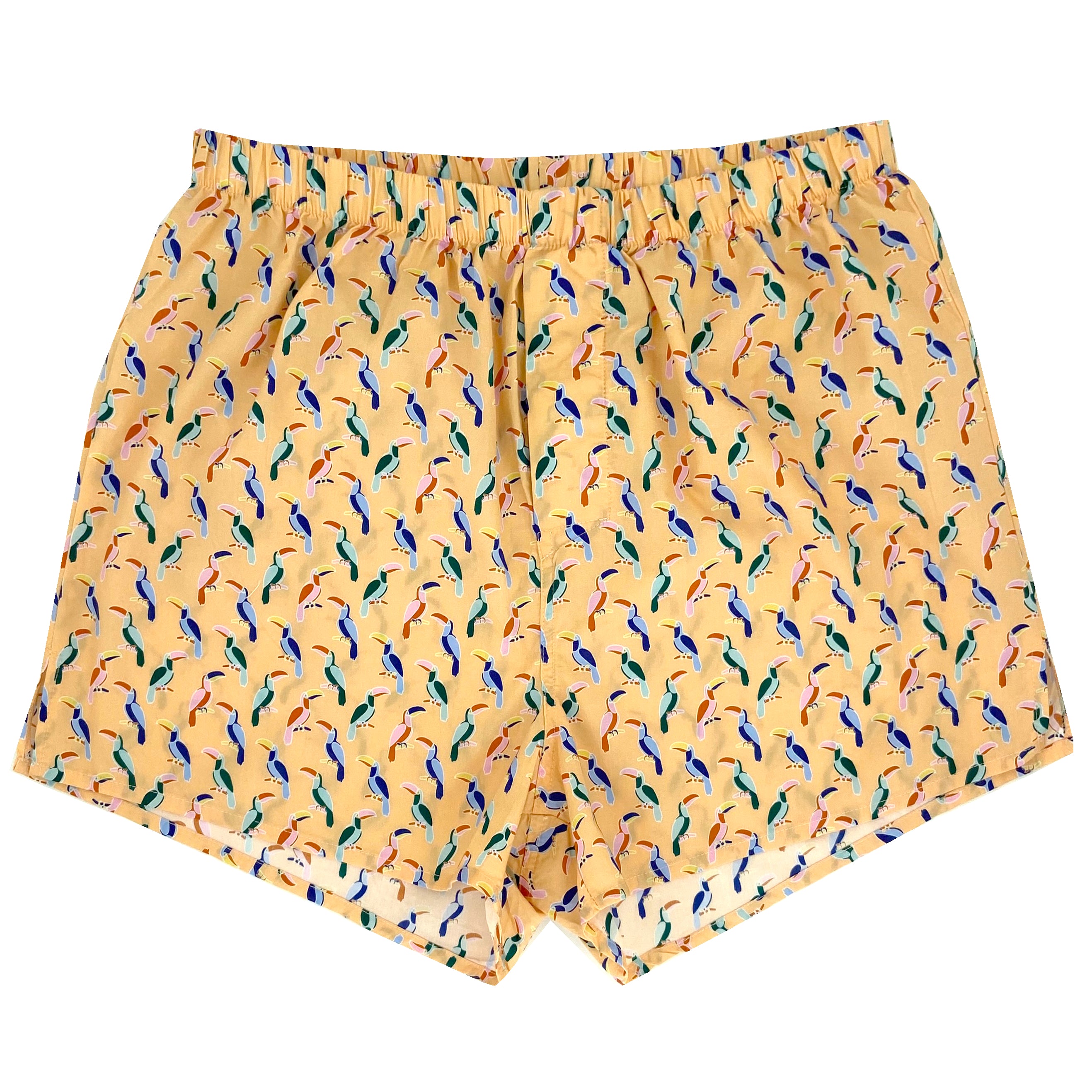 Men's Coral Orange Tropical Toucan Bird Novelty Print Boxer Shorts