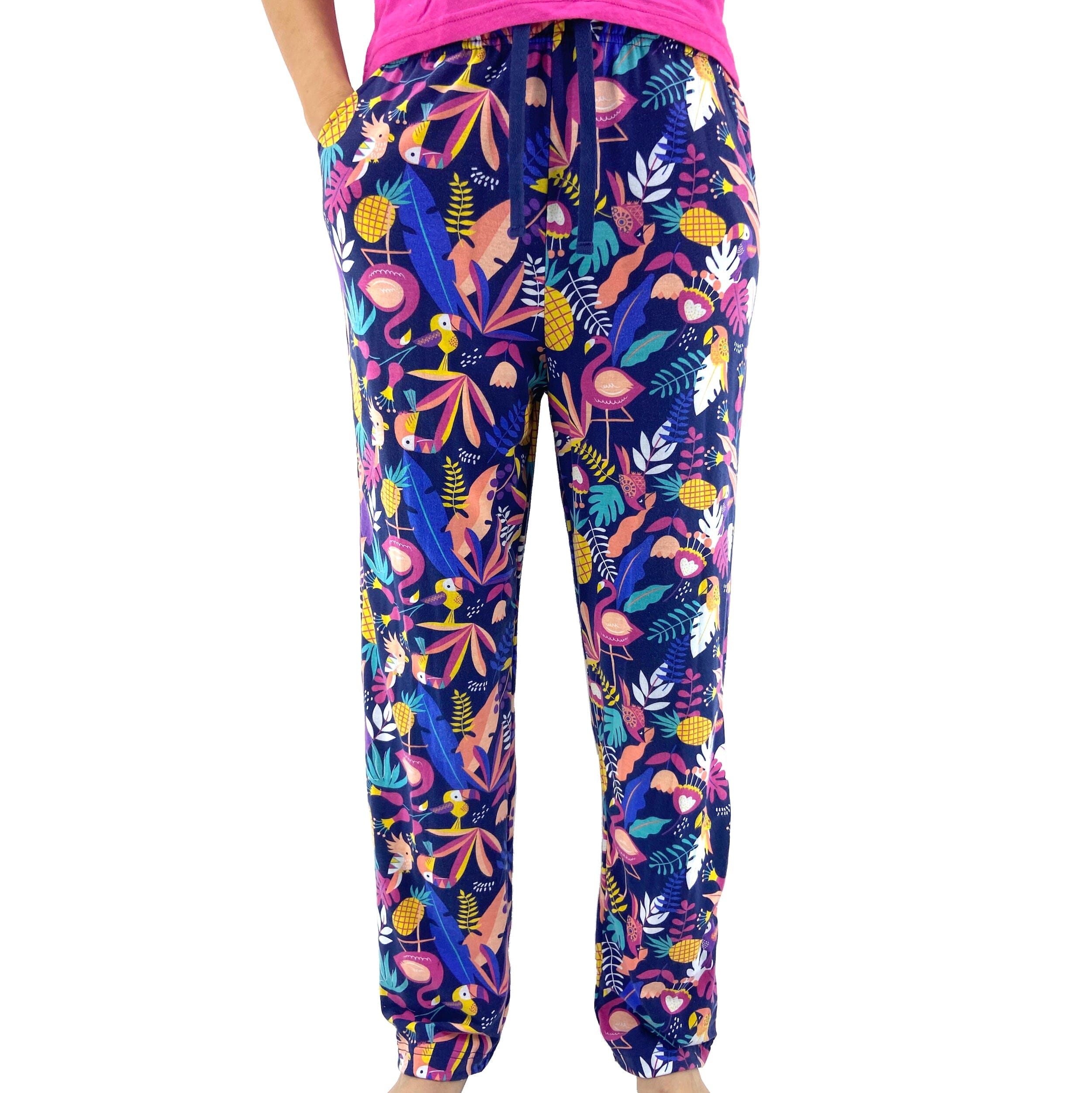 Lounge pants long jersey flowers multicolored - Mix & Relax