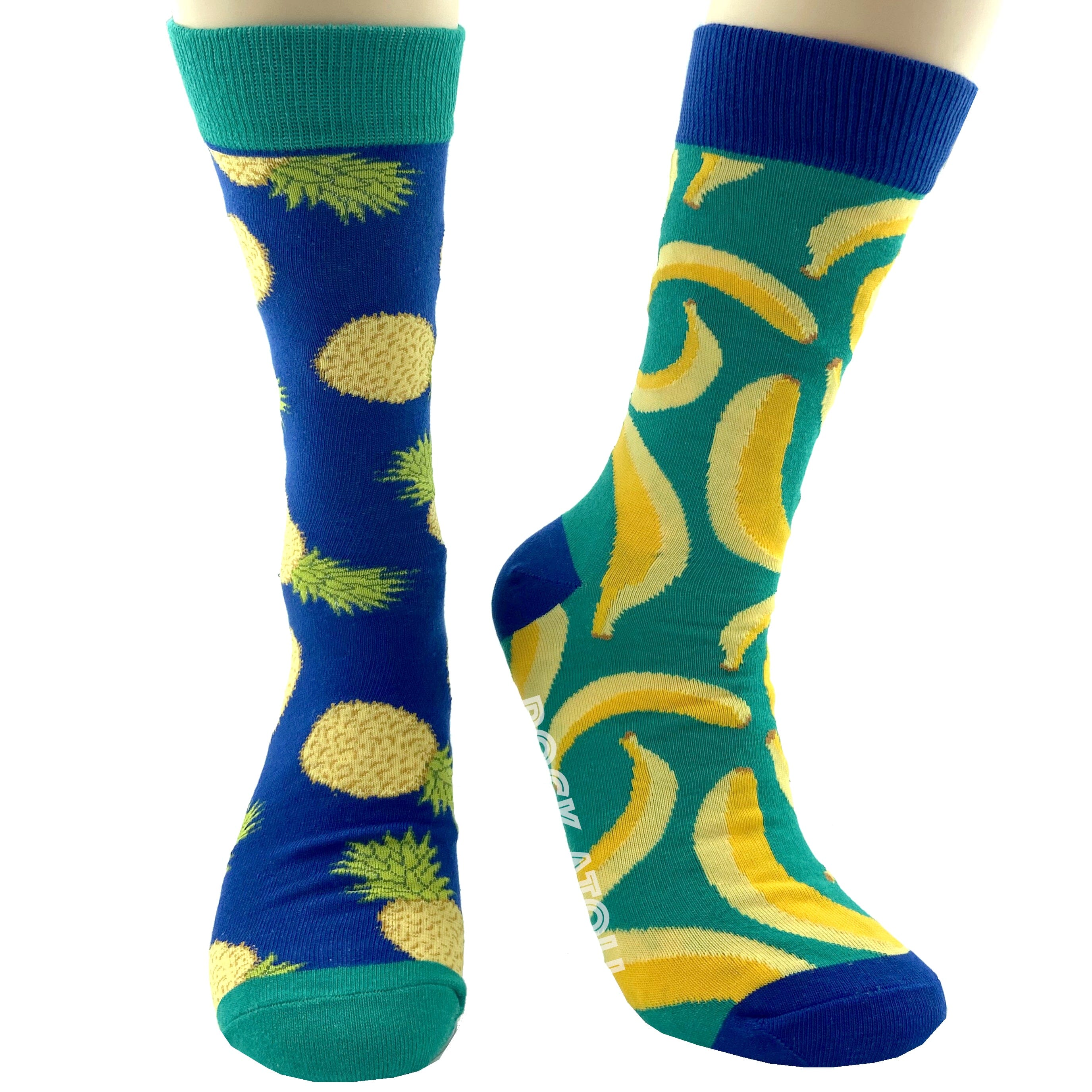 Mix & Match Tropical Fruit Banana & Pineapple Patterned Novelty Socks