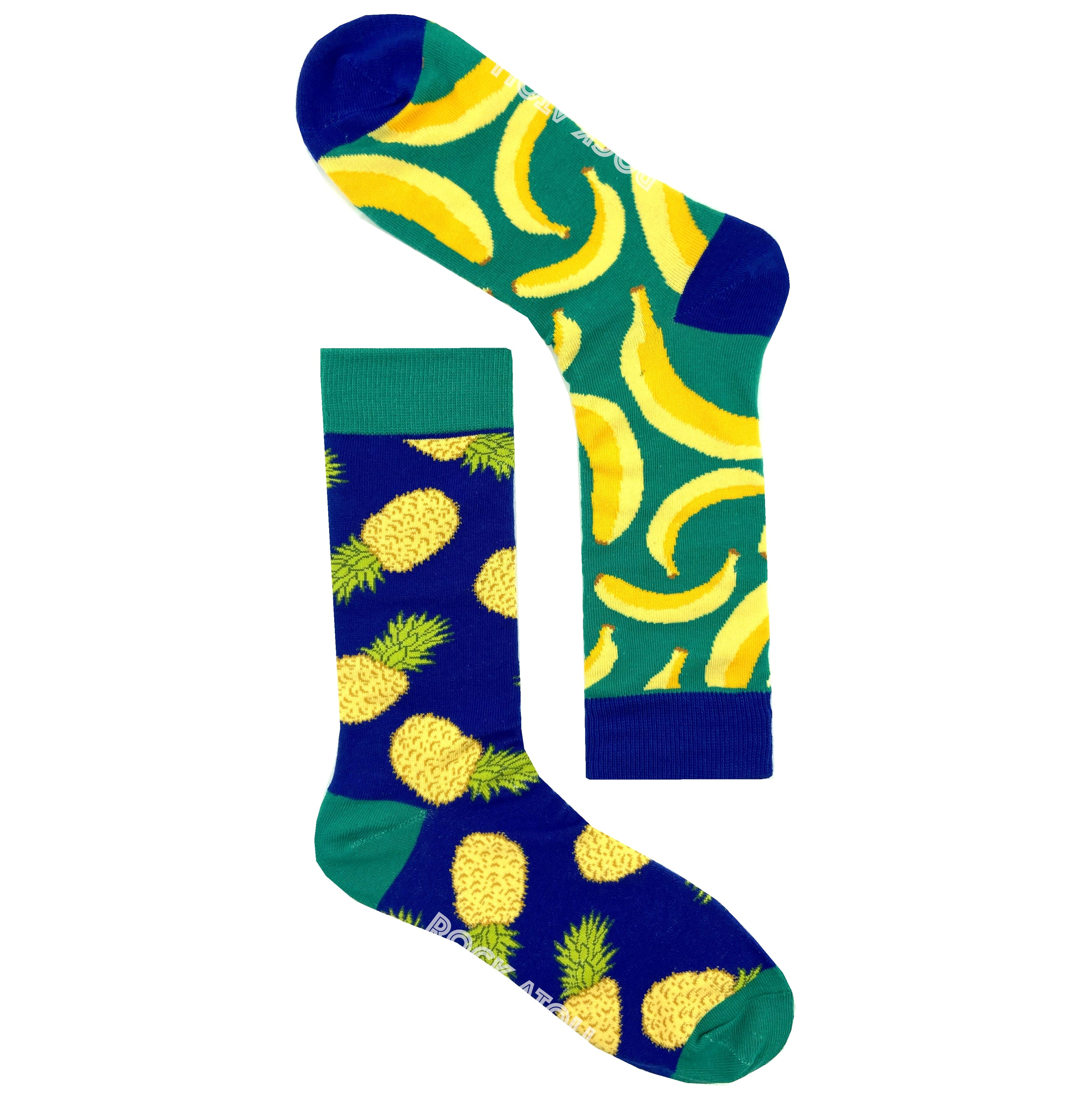 Mix & Match Tropical Fruit Banana & Pineapple Patterned Novelty Socks