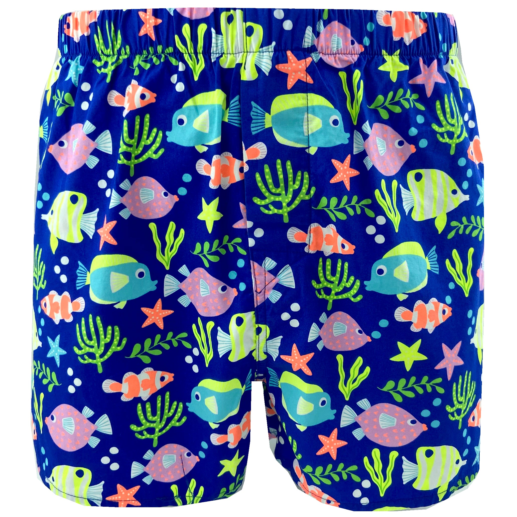 Colorful Tropical Fish Patterned Mens Cotton Boxer Shorts Underwear