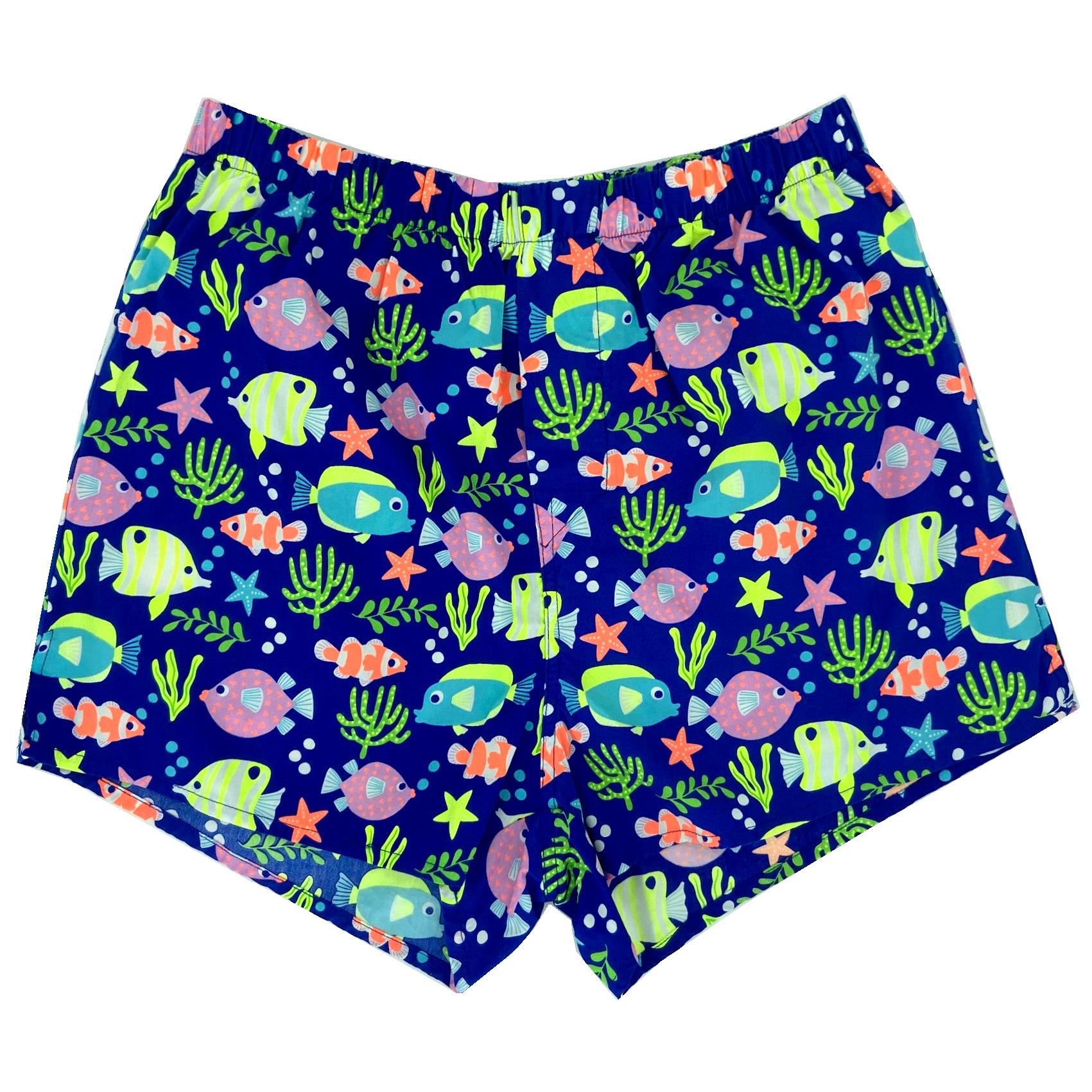 Colorful Tropical Fish Patterned Mens Cotton Boxer Shorts Underwear