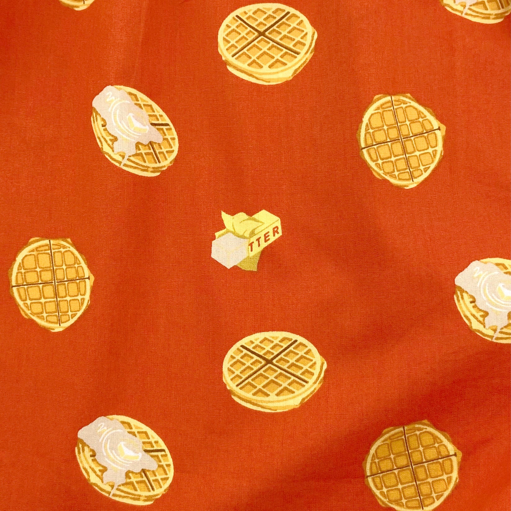 Men's Breakfast Food Themed Waffles & Butter Print Cotton Boxer Shorts