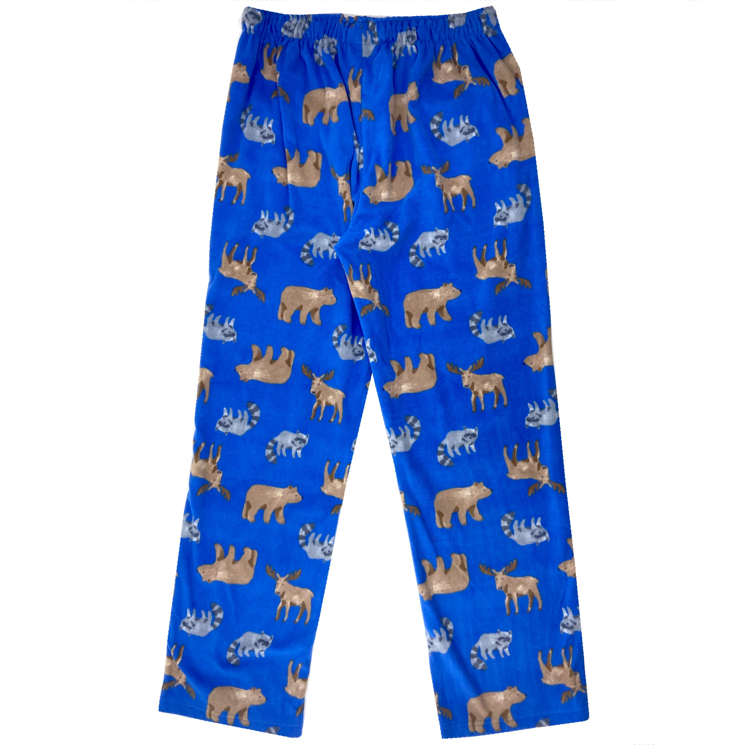 Men's Soft Cozy Bear Moose Raccoon Print Fleece Pajama PJ Pant Bottoms