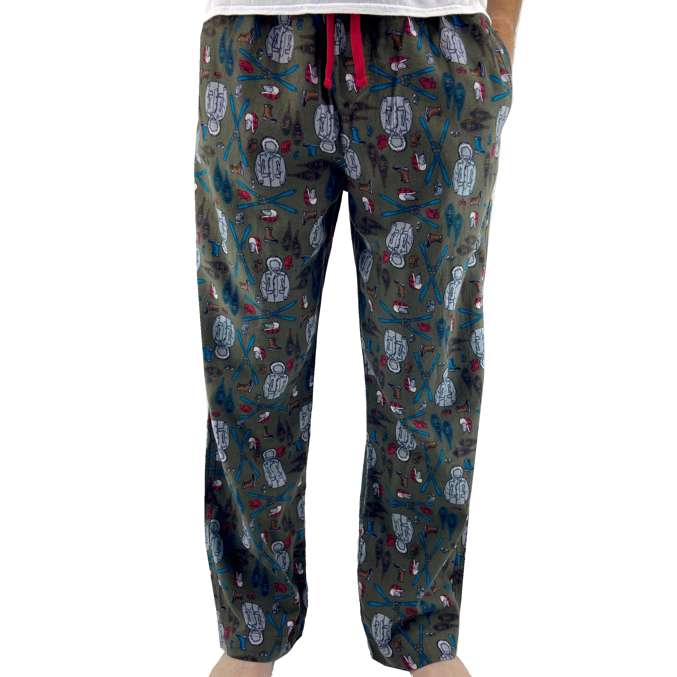 Men's Bigfoot Sasquatch Yeti Patterned Long Flannel Pajama PJ Bottoms