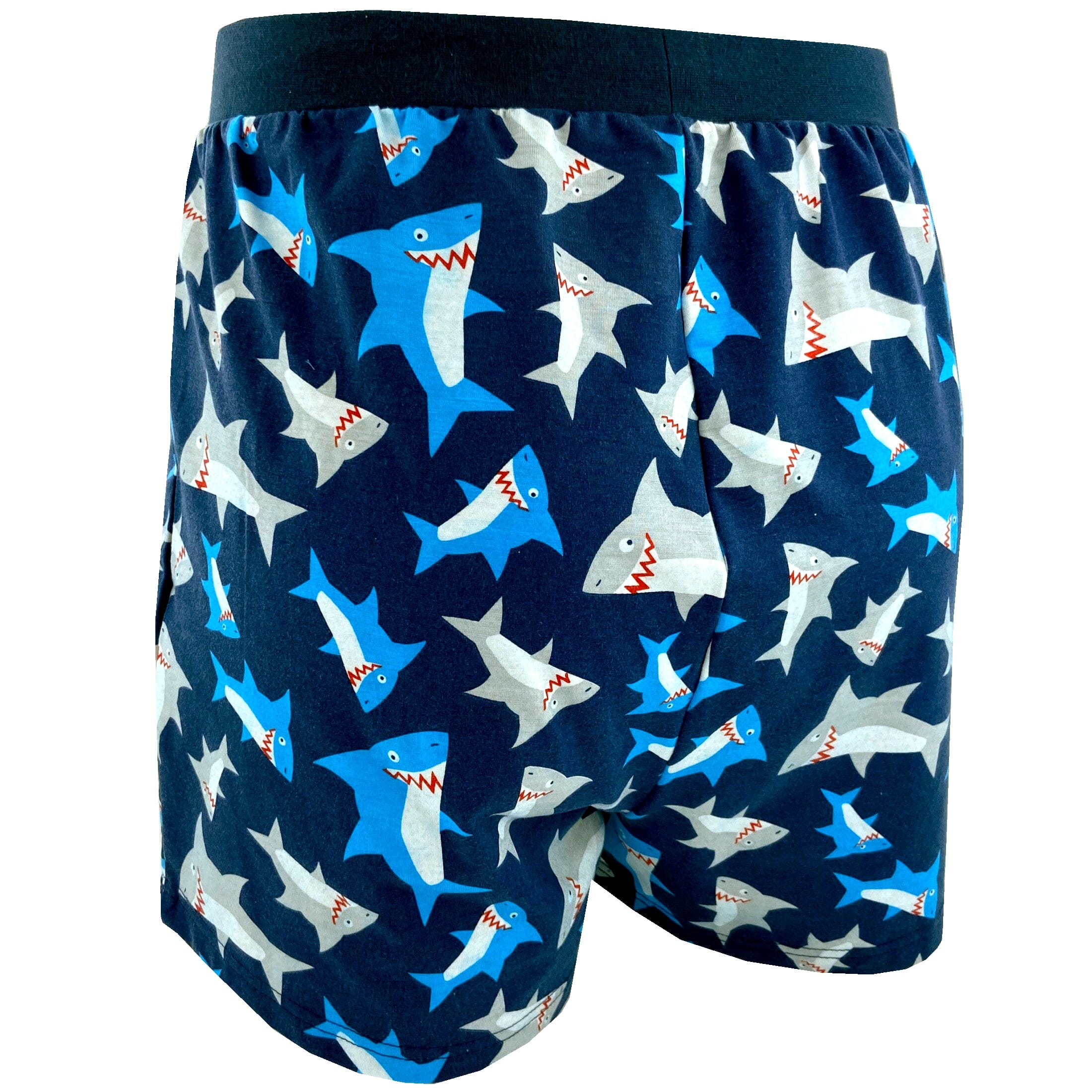 Men s Smiley Shark Novelty Print Cotton Boxer Pajama Sleep Shorts