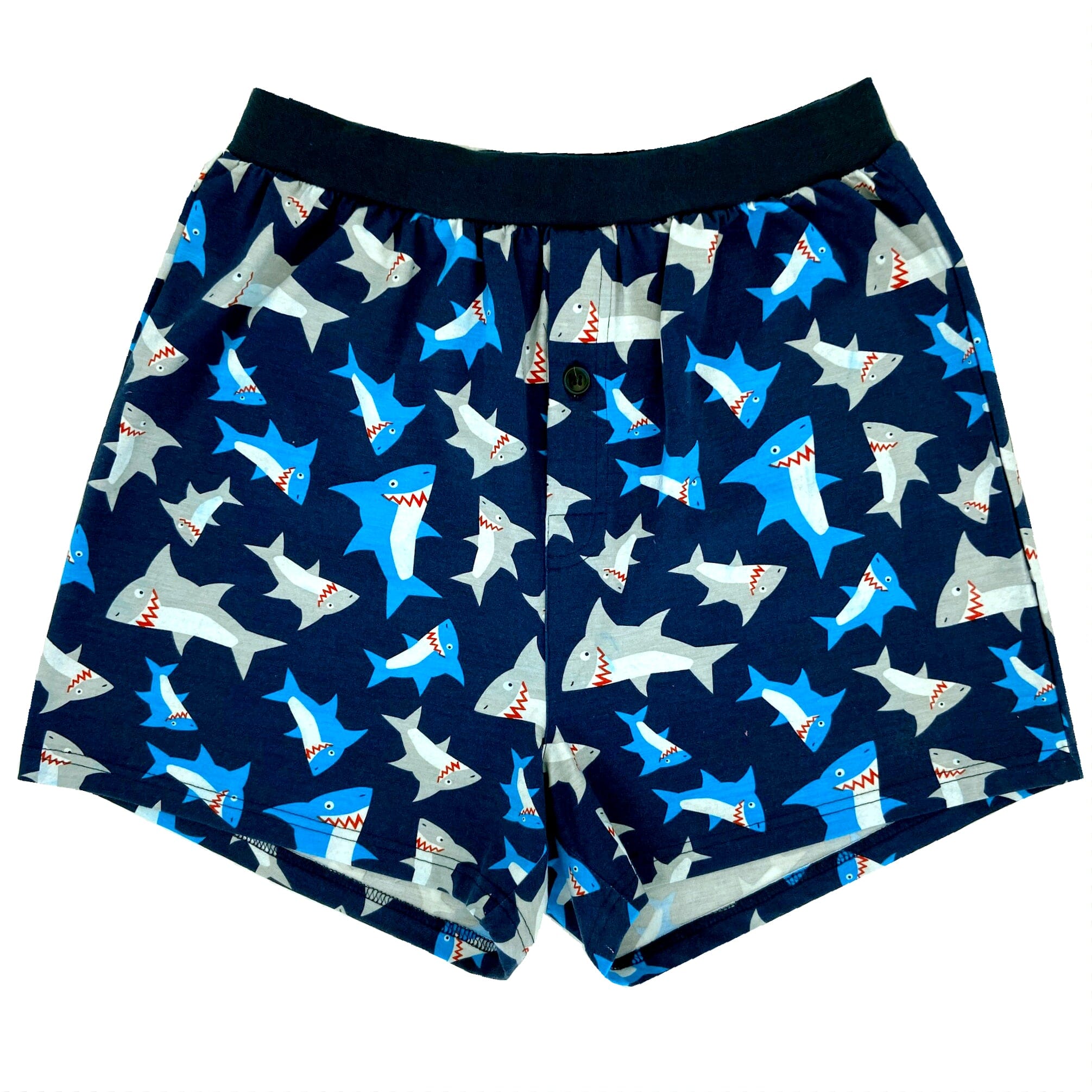 Men s Smiley Shark Novelty Print Cotton Boxer Pajama Sleep Shorts