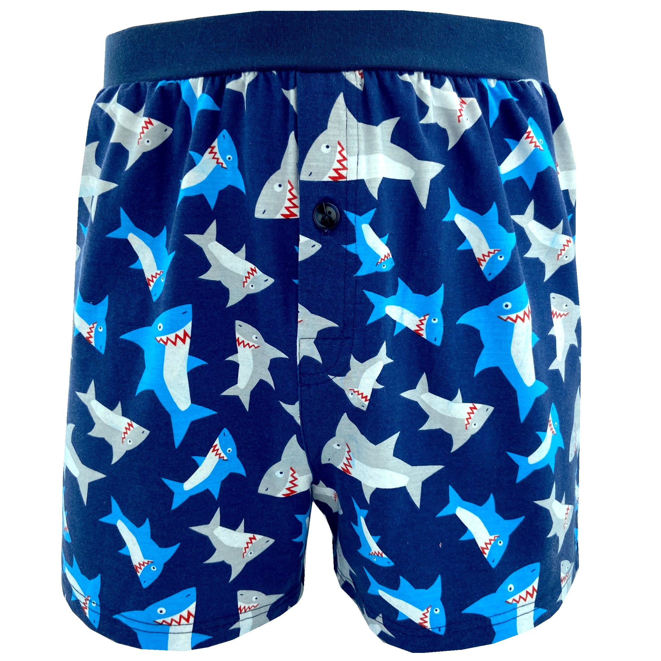 Men s Smiley Shark Novelty Print Cotton Boxer Pajama Sleep Shorts