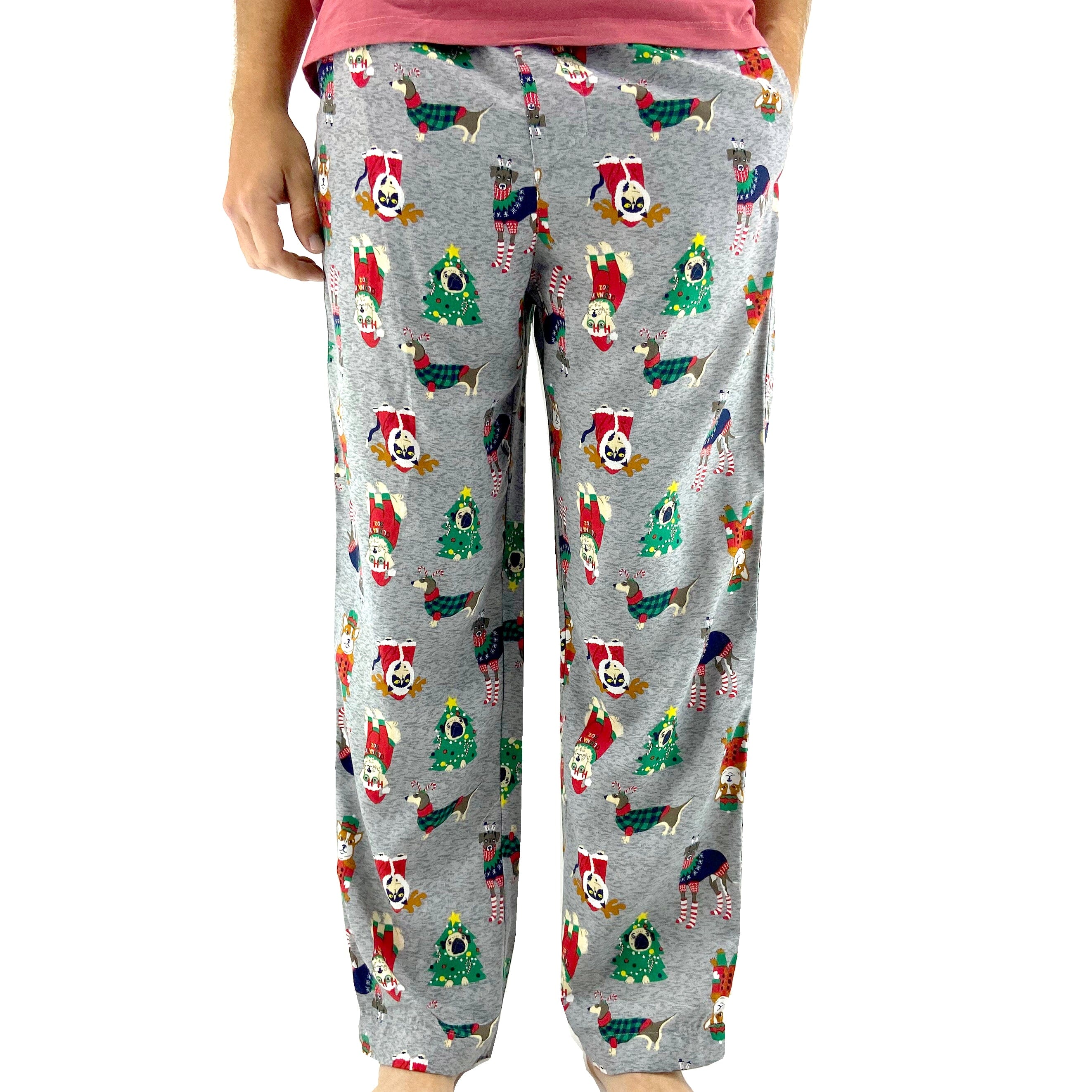 Men s Christmas Festive Cats and Dogs Patterned Long Pajama Pants