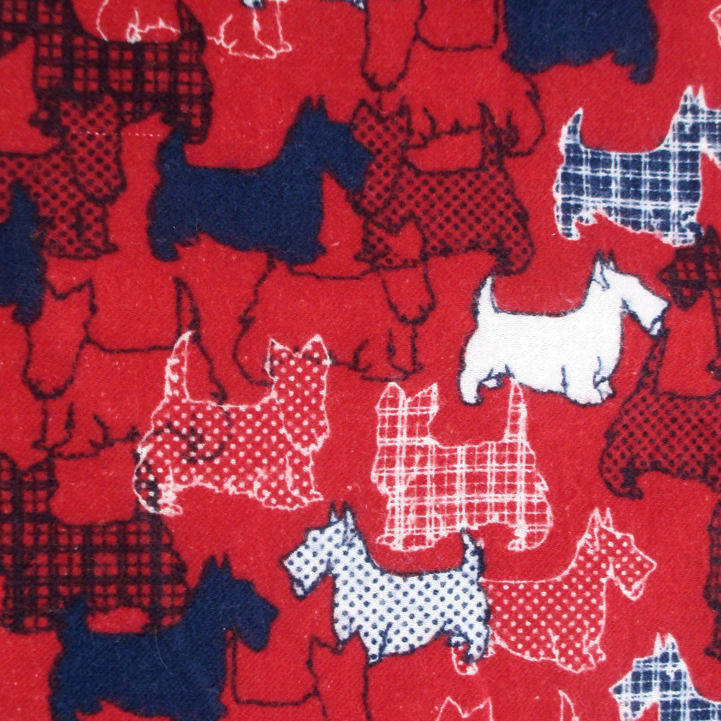 Scottie Scottish Terrier Dog All Over Print Flannel Pants for Men in Bright Red