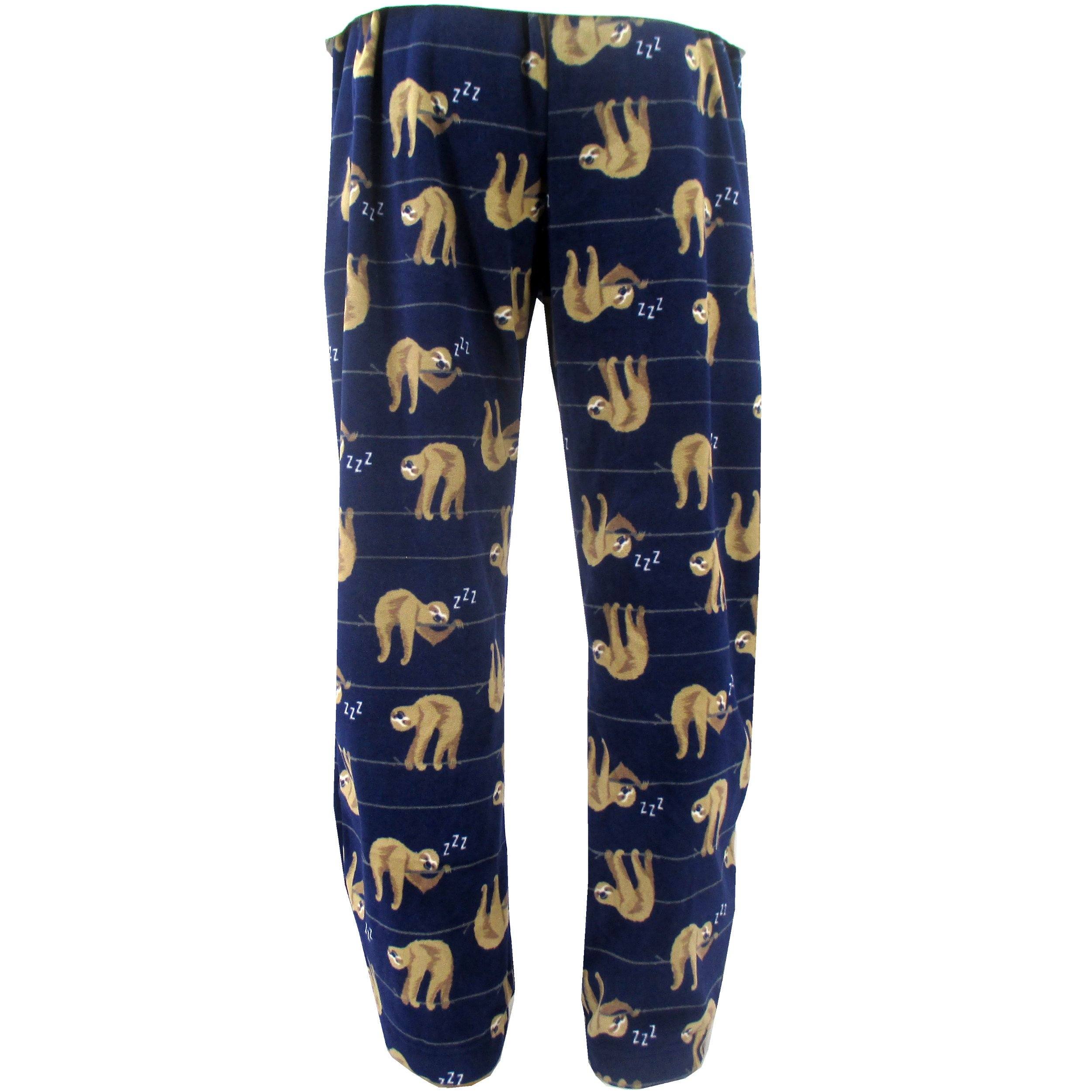 Men s Super Soft Cozy Fleece Pajama Bottoms with Sleeping Sloth Print