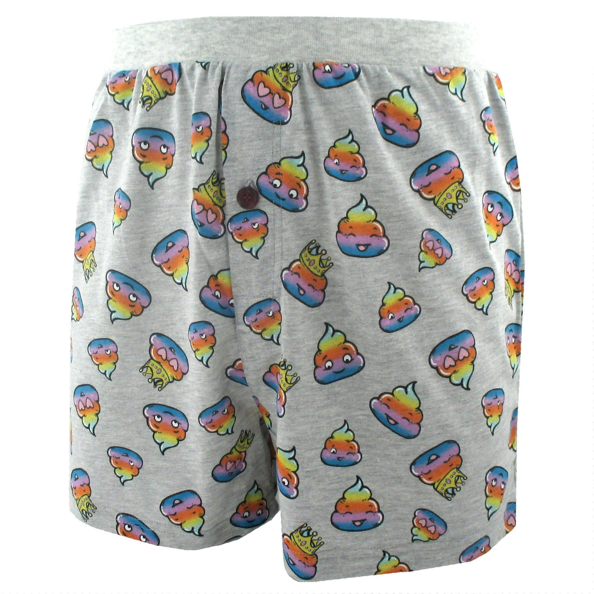 Funny Rainbow Smiley Poop Patterned Cotton Knit Boxer Shorts for Men